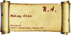 Mátay Alex névjegykártya